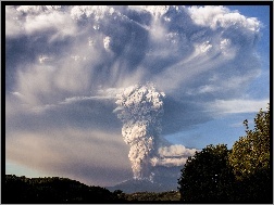 Drzewa, Erupcja, Wulkan, Dym
