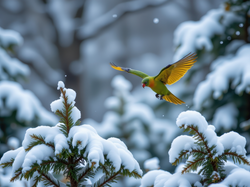 Zima, Papuga, Lot, Drzewa