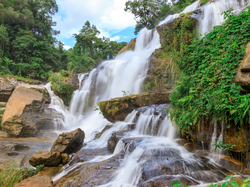 Chiang Mai, Tajlandia, Skały, Kamienie, Wodospad, Roślinność, Drzewo, Park Narodowy Doi Inthanon, Mae Ya Waterfall