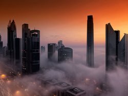 Mgła, Dubaj, Wieżowce