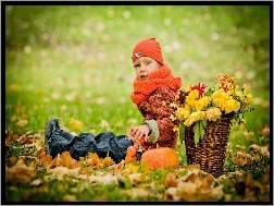 Jesień, Dziecko, Liście