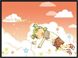 dziecko, chmurki, Yotsubato, kwiatki