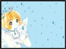 dziewczyna, krople, deszcz, Cardcaptor Sakura