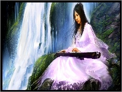 Instrument, Dziewczyna, Wodospad