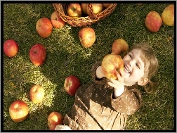 Jabłka, Dziewczynka, Kolorowe