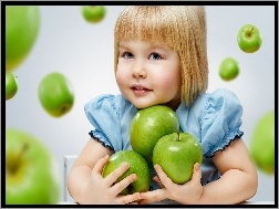 Jabłka, Dziewczynka, Zielone