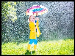 Parasolka, Dziewczynka, Deszcz