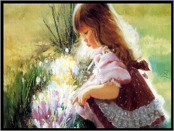 Donald Zolan, Kwiaty, Dziewczynka, Reprodukcja