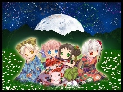 dziewczynki, łaka, kimono, Bottle Fairy, dzieci