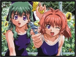 dziewczyny, pistolet, Onegai Twins, woda