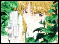facet, pistolet, Saiyuki, drzewo