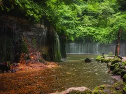 Rzeka, Japonia, Shiraito Falls, Wodospady, Karuizawa, Skała