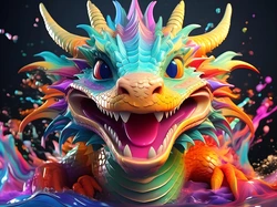 Uśmiechnięty, Smok, Głowa, Fantasy