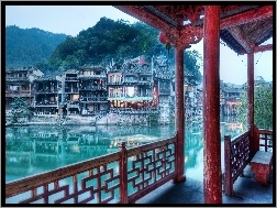 Rzeka, Feng Huang, Chiny, Stare, Domy, Miasto