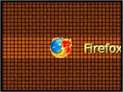 Firefox, Tło, Brązowe, Kraciaste, Logo