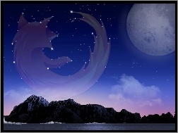 Księżyc, Firefox, Niebo