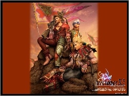 postacie, flaga, broń, skała, Final Fantasy, proporzec