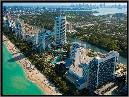 Floryda, Ocean, Plaża, Wieżowce, Miami