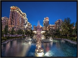 Zabudowania, Fontanna, Posąg, Domy, Las Vegas, Hotele
