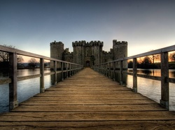 Most, Bodiam Castle, Drewniany, Anglia, Wieś Robertsbridge, Zamek Bodiam, Fosa