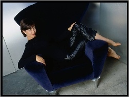 fotel, skórzane, Catherine Bell, spodnie