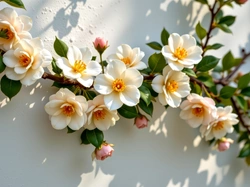 Kwiaty, Gałązki, Ściana, Grafika AI