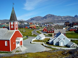 Góry, Domy, Nuuk, Grenlandia, Kościół