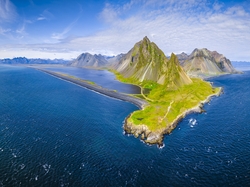 Góra Krossanesfjall, Islandia, Góry, Morze, Góra Vestrahorn