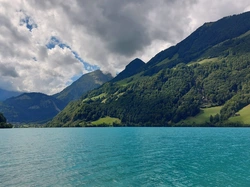 Lake Lungern, Zalesione, Góry, Szwajcaria, Jezioro