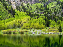 Drzewa, Jezioro, Kolorado, Stany Zjednoczone, Crystal Lake, Góry