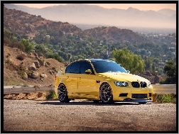 Góry, BMW M3, Żółte, Droga