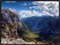Góry, Austria, Salzburg, Lasy, Piękne, Chmury