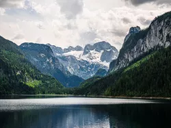 Zielone, Austria, Jezioro, Gosauseen, Góry Dachstein, Lasy