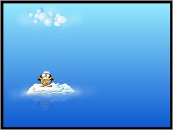 grafika, Linux, śnieg, chmura, pingwin