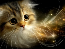 Wąsy, Kot, Głowa, Grafika AI, Długie