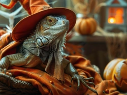 Dynia, Legwan, Kapelusz, Grafika AI, Halloween