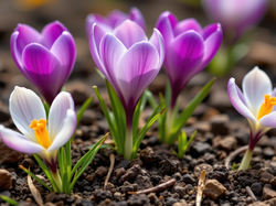 Listki, Kwiaty, Kolorowe, Grafika AI, Krokusy