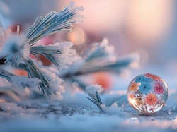 Sosna, Szklana, Kulka, Grafika AI, Kwiaty