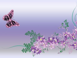Motyl, Grafika, Kwiaty