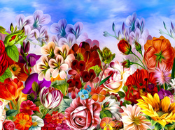 Grafika, Kolorowe, Różne, Kwiaty