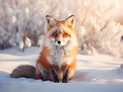 Zima, Rudy, Lis, Grafika AI, Śnieg