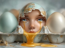 Kobiety, Płaczące, Jajko, Grafika AI, Twarz