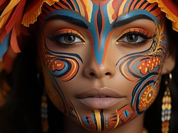 Bodypainting, Młoda, Kobieta, Grafika AI, Twarz