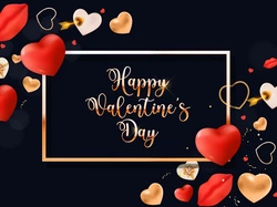 Walentynki, Serca, Napis, Grafika