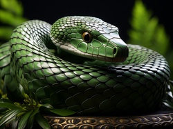 Wąż, Zielony, Miska, Grafika