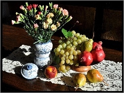 Granaty, Owoce, Misa, Goździki, Winogrona