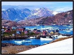 Grenlandia, Domy, Kolorowe, Góry, Miasteczko