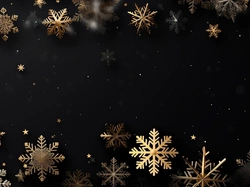 Czarne tło, Święta, Gwiazdki, Tekstura, Śnieżynki