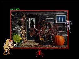 domek, Halloween, pajęczyna