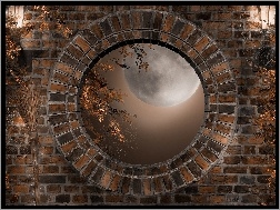 Halloween, Ściana, Rozeta, Księżyc, Pajęczyna